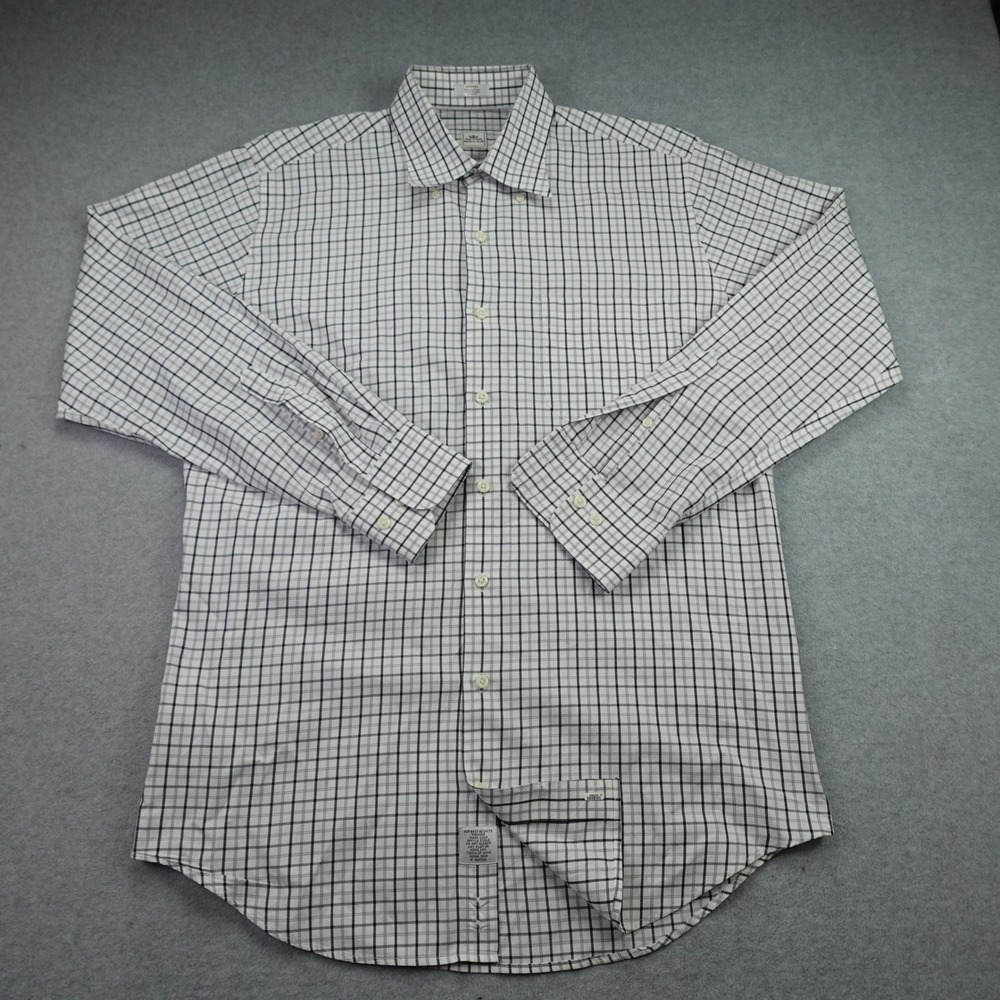 Peter Millar Shirt Mens Medium White Blue Plaid Classic Button Down